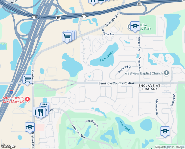 map of restaurants, bars, coffee shops, grocery stores, and more near 914 Arbor Lakes Circle in Sanford