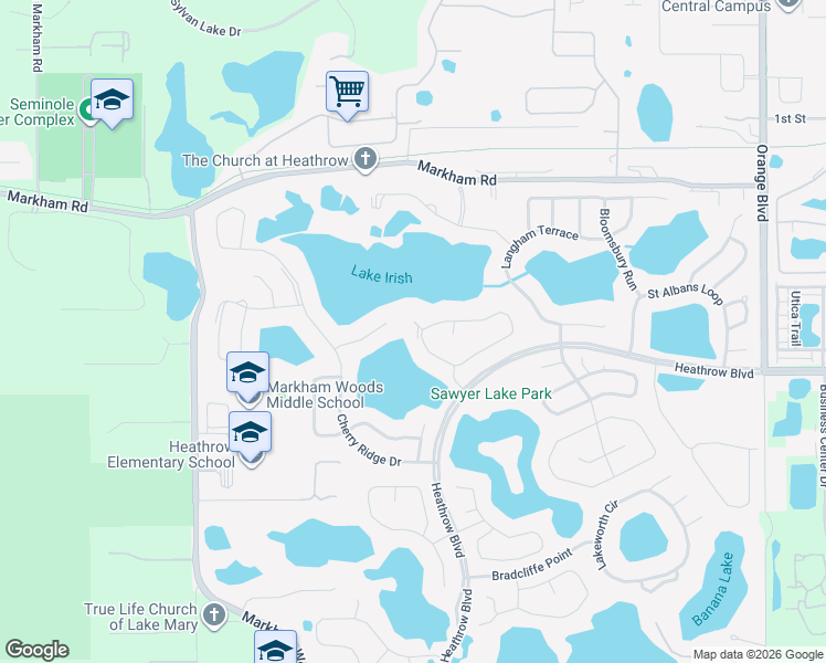 map of restaurants, bars, coffee shops, grocery stores, and more near 1011 Tufton Cove in Lake Mary