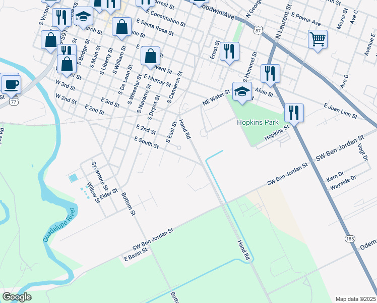 map of restaurants, bars, coffee shops, grocery stores, and more near 1509 Hand Road in Victoria