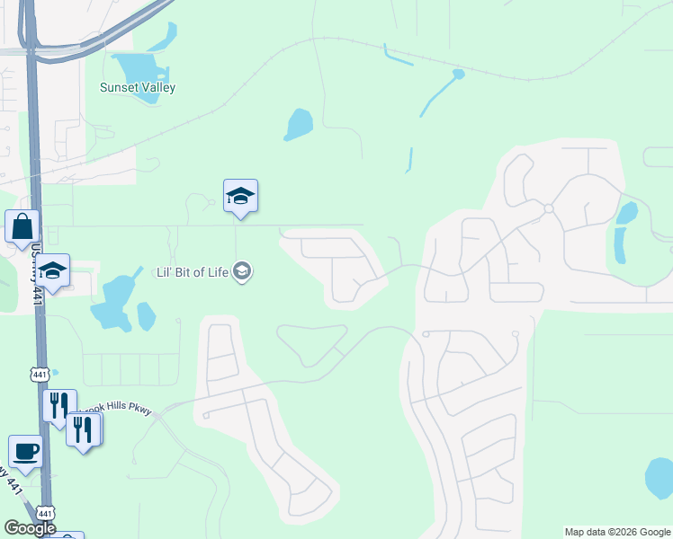 map of restaurants, bars, coffee shops, grocery stores, and more near 20807 Sullivan Ranch Boulevard in Mount Dora
