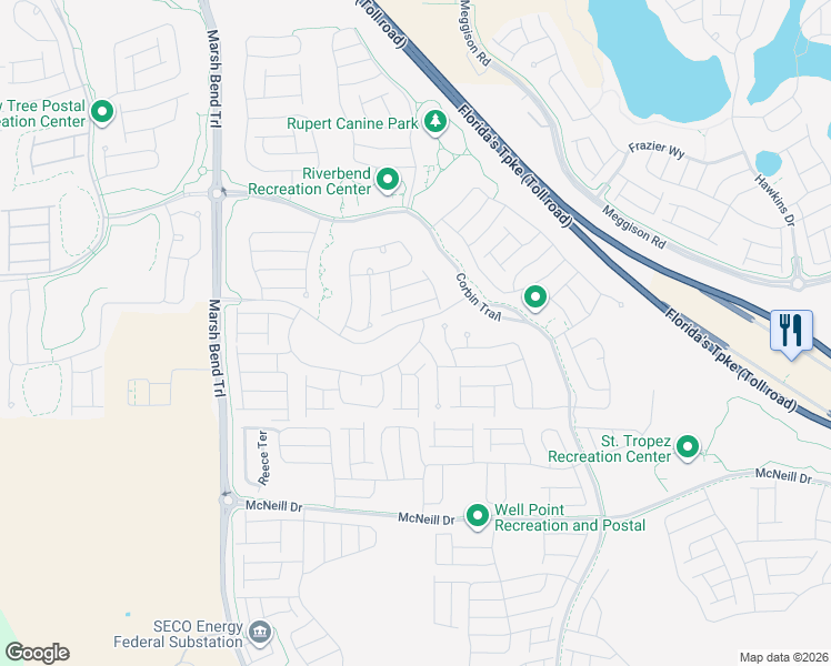 map of restaurants, bars, coffee shops, grocery stores, and more near 1771 Zientara Loop in Sumterville
