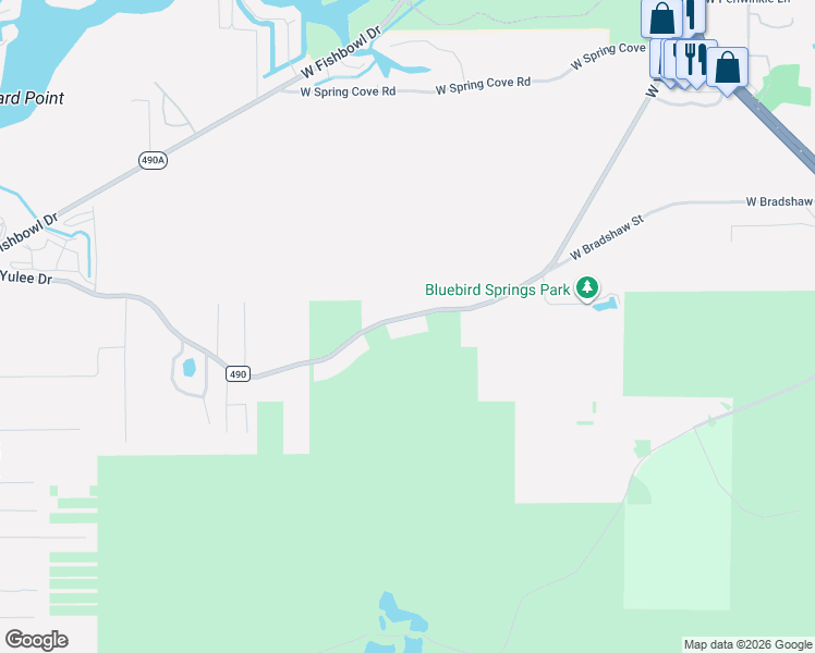 map of restaurants, bars, coffee shops, grocery stores, and more near 9222 West Yulee Drive in Homosassa