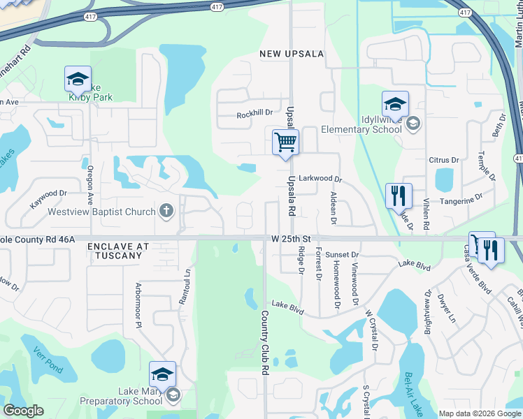map of restaurants, bars, coffee shops, grocery stores, and more near 137 Bunker Lane in Sanford