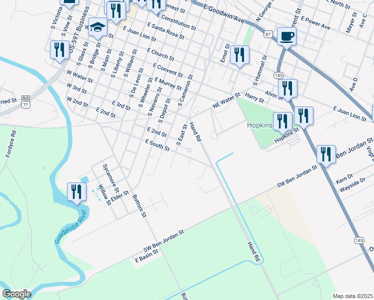 map of restaurants, bars, coffee shops, grocery stores, and more near 1509 Hand Road in Victoria