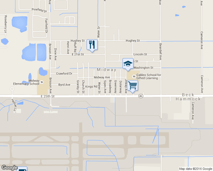 map of restaurants, bars, coffee shops, grocery stores, and more near 2371 Sipes Avenue in Sanford