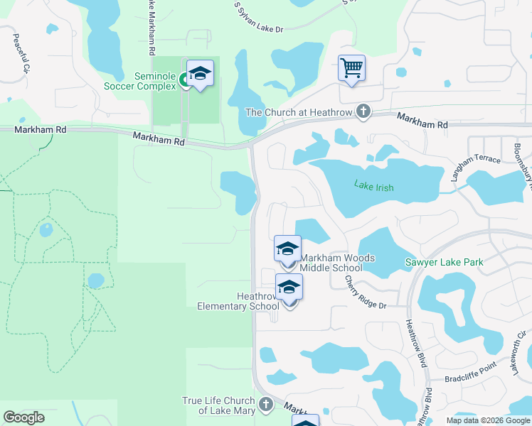 map of restaurants, bars, coffee shops, grocery stores, and more near 1622 Cherry Blossom Terrace in Lake Mary