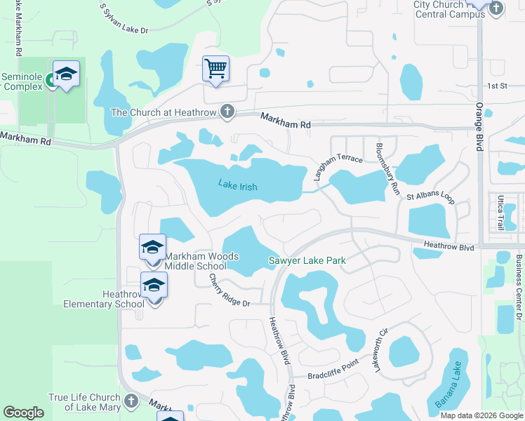 map of restaurants, bars, coffee shops, grocery stores, and more near 1011 Tufton Cove in Lake Mary