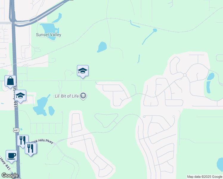 map of restaurants, bars, coffee shops, grocery stores, and more near 20919 Oldenburg Loop in Mount Dora
