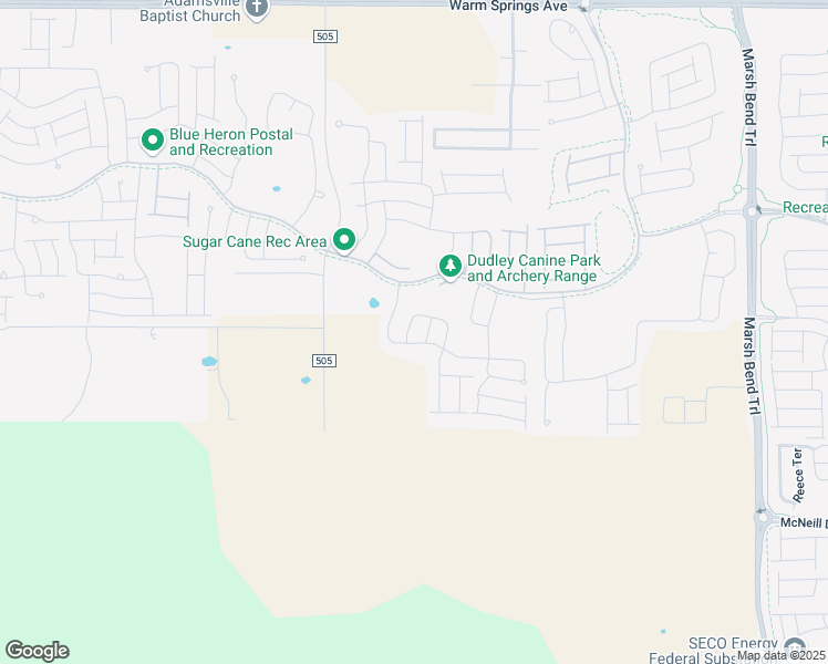 map of restaurants, bars, coffee shops, grocery stores, and more near 2514 Caruthers Path in The Villages