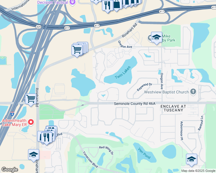 map of restaurants, bars, coffee shops, grocery stores, and more near 914 Arbor Lakes Circle in Sanford