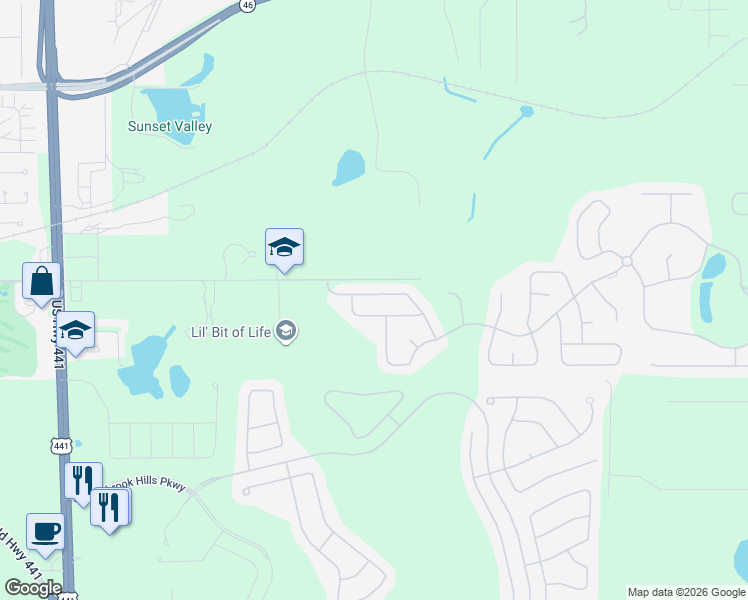 map of restaurants, bars, coffee shops, grocery stores, and more near 30231 Cheval Street in Mount Dora