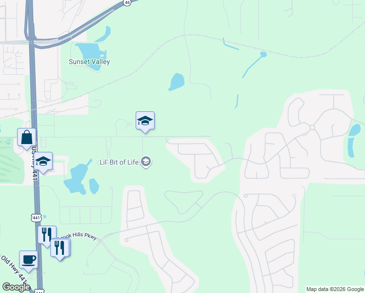map of restaurants, bars, coffee shops, grocery stores, and more near 30245 Cheval Street in Mount Dora
