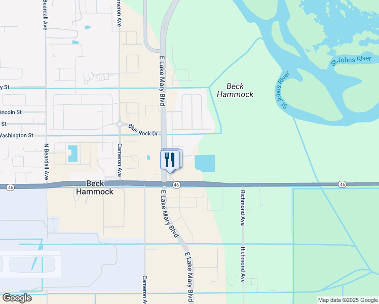 map of restaurants, bars, coffee shops, grocery stores, and more near 3850 Klondike Place in Sanford