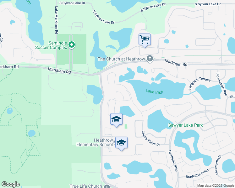 map of restaurants, bars, coffee shops, grocery stores, and more near 1661 Tennyson Court in Lake Mary