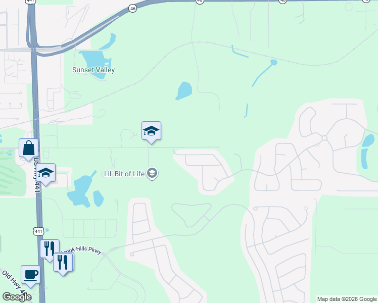 map of restaurants, bars, coffee shops, grocery stores, and more near 30246 Cheval Street in Mount Dora