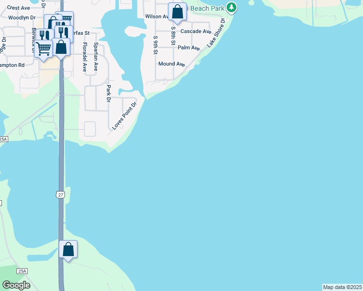 map of restaurants, bars, coffee shops, grocery stores, and more near in Leesburg