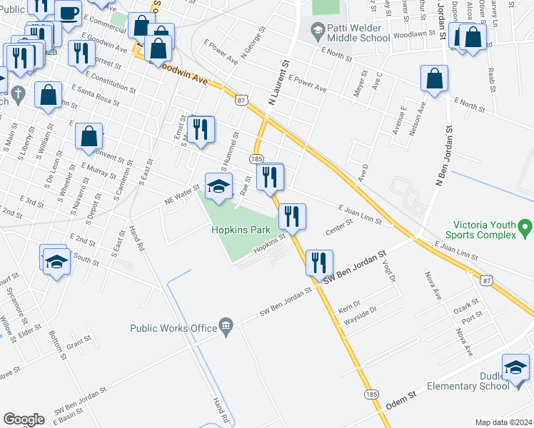 map of restaurants, bars, coffee shops, grocery stores, and more near 1515 Harry Street in Victoria