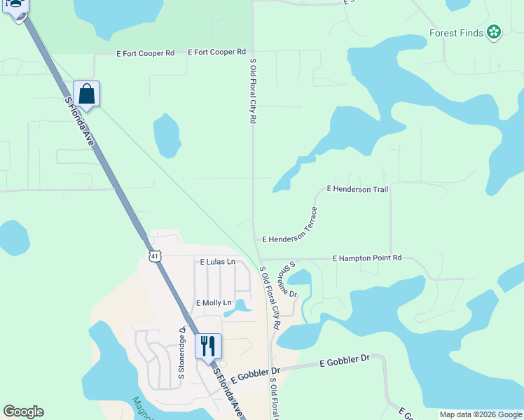 map of restaurants, bars, coffee shops, grocery stores, and more near 4893 South Old Floral City Road in Inverness
