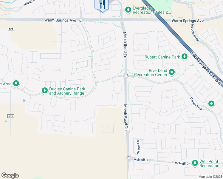 map of restaurants, bars, coffee shops, grocery stores, and more near 2093 Gordon Path in Wildwood