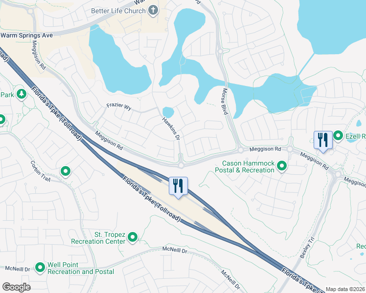 map of restaurants, bars, coffee shops, grocery stores, and more near 1114 Bissell Trail in Wildwood