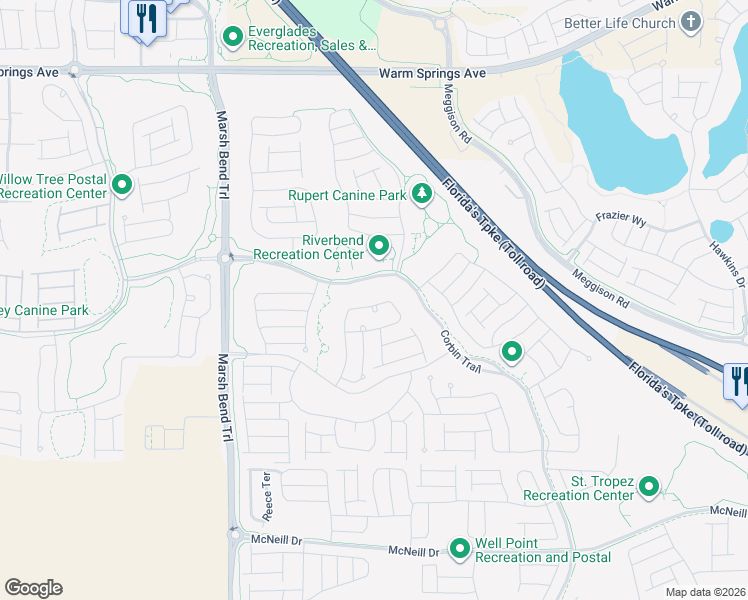 map of restaurants, bars, coffee shops, grocery stores, and more near 5870 Flint Loop in Sumterville