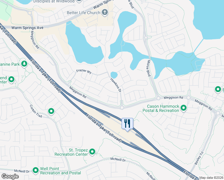 map of restaurants, bars, coffee shops, grocery stores, and more near Florida's Turnpike in Wildwood