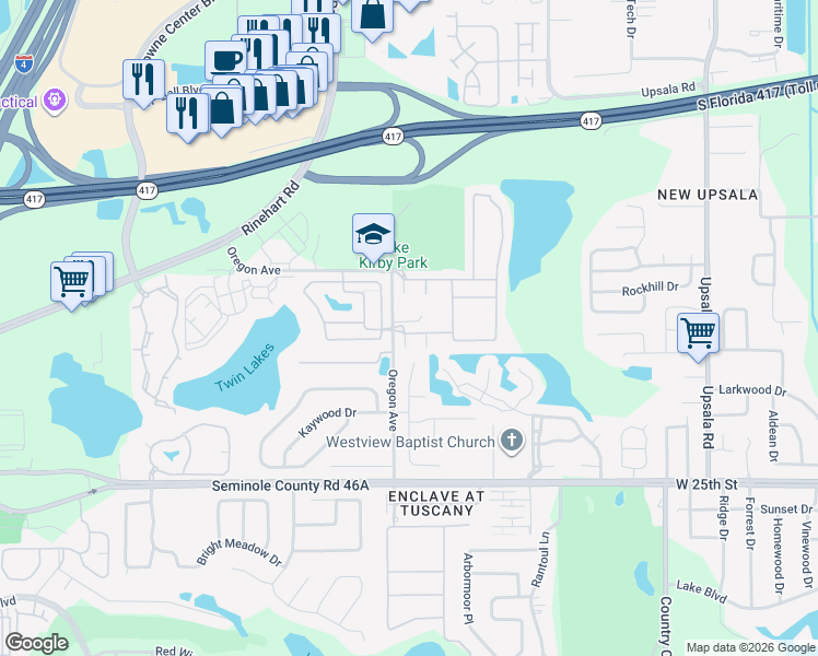 map of restaurants, bars, coffee shops, grocery stores, and more near 1012 Slate Cove in Sanford