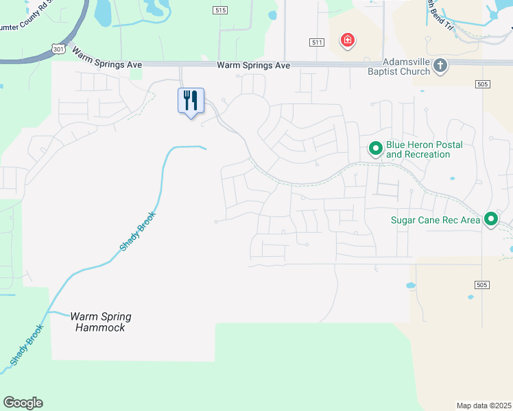 map of restaurants, bars, coffee shops, grocery stores, and more near 3164 Hinton Place in The Villages