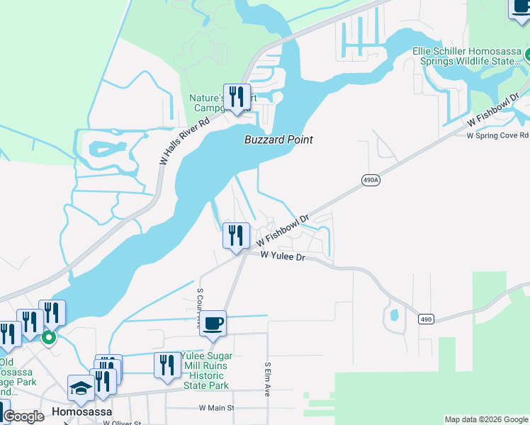 map of restaurants, bars, coffee shops, grocery stores, and more near 10175 West Fishbowl Drive in Homosassa