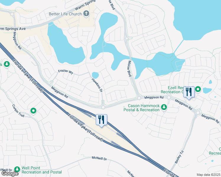 map of restaurants, bars, coffee shops, grocery stores, and more near 1212 Bissell Trail in The Villages