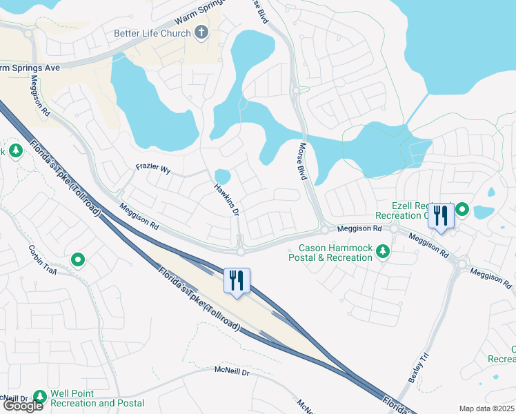 map of restaurants, bars, coffee shops, grocery stores, and more near 1212 Bissell Trail in The Villages