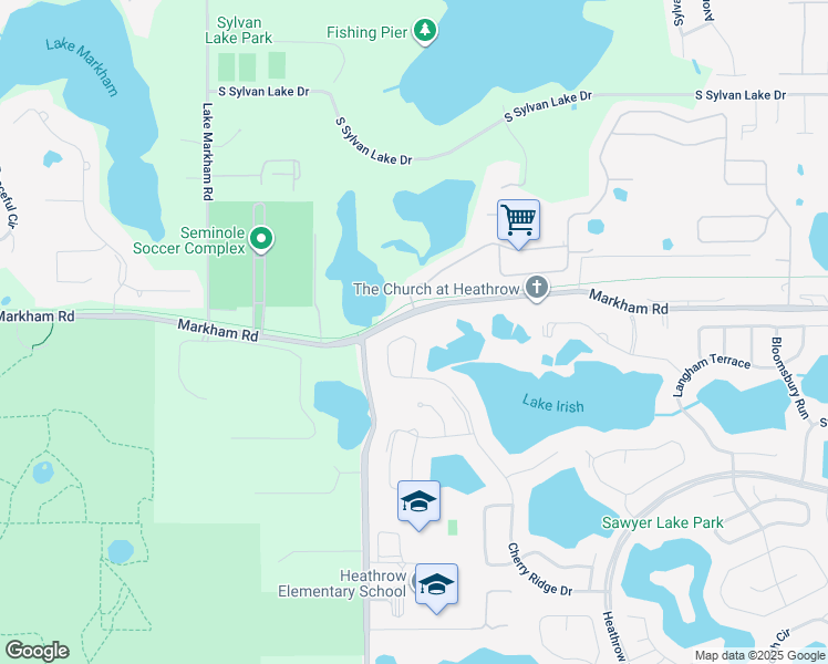 map of restaurants, bars, coffee shops, grocery stores, and more near 1801 Cherry Ridge Drive in Lake Mary