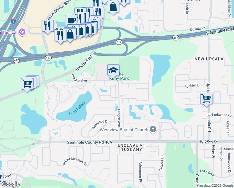 map of restaurants, bars, coffee shops, grocery stores, and more near 1012 Slate Cove in Sanford