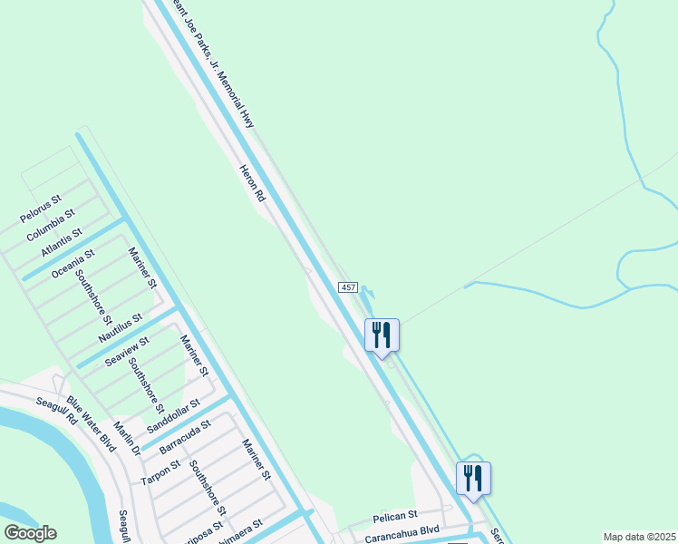 map of restaurants, bars, coffee shops, grocery stores, and more near 25686 Farm to Market Road 457 in Bay City