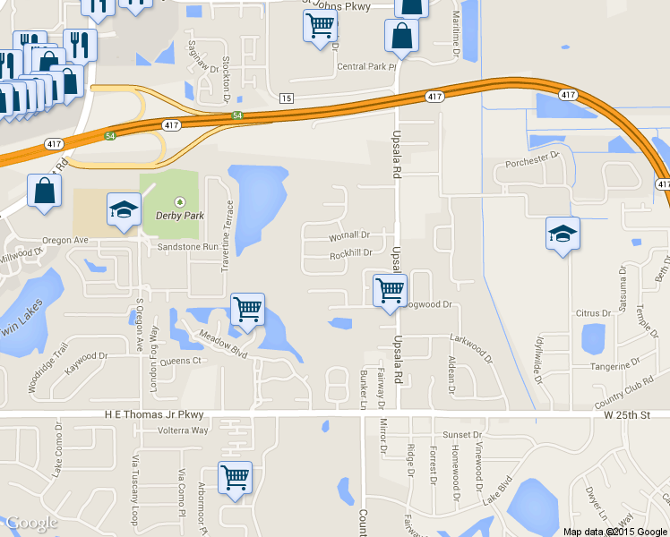 map of restaurants, bars, coffee shops, grocery stores, and more near 120 Brushcreek Drive in Sanford