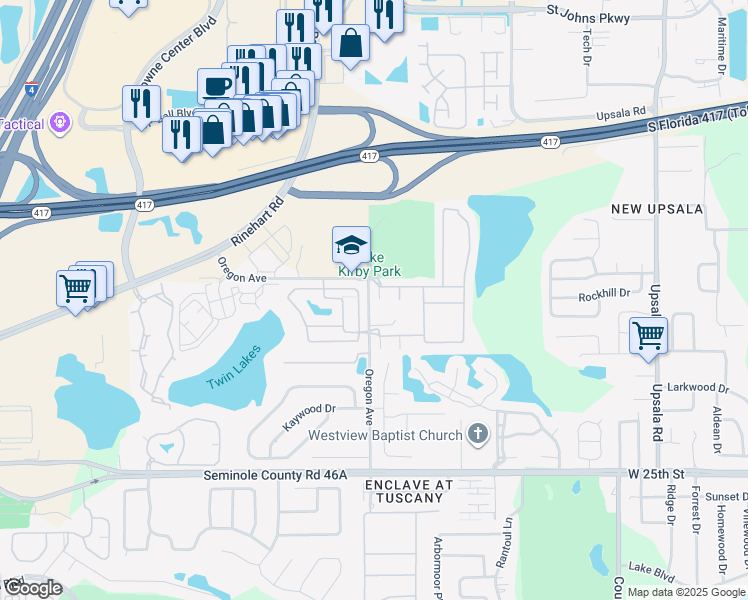 map of restaurants, bars, coffee shops, grocery stores, and more near 1012 Slate Cove in Sanford