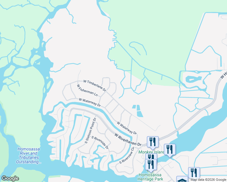 map of restaurants, bars, coffee shops, grocery stores, and more near 4669 South Gator Loop in Homosassa