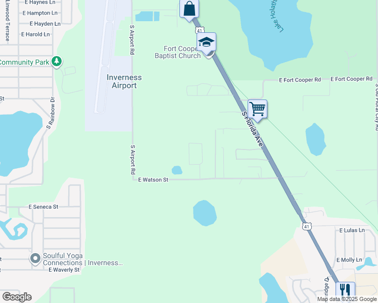 map of restaurants, bars, coffee shops, grocery stores, and more near 4687 South Brush Hollow Loop in Inverness