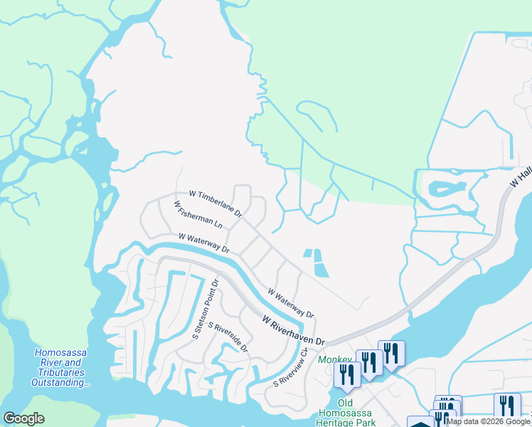 map of restaurants, bars, coffee shops, grocery stores, and more near 4669 South Gator Loop in Homosassa