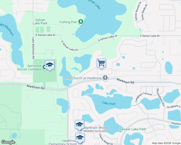map of restaurants, bars, coffee shops, grocery stores, and more near 6155 Hedgesparrow Lane in Sanford