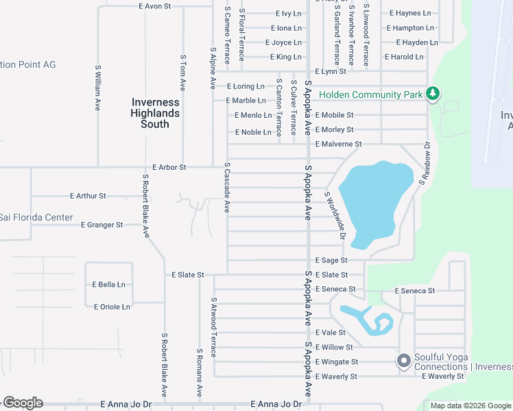 map of restaurants, bars, coffee shops, grocery stores, and more near 6094 East Penrose Street in Inverness
