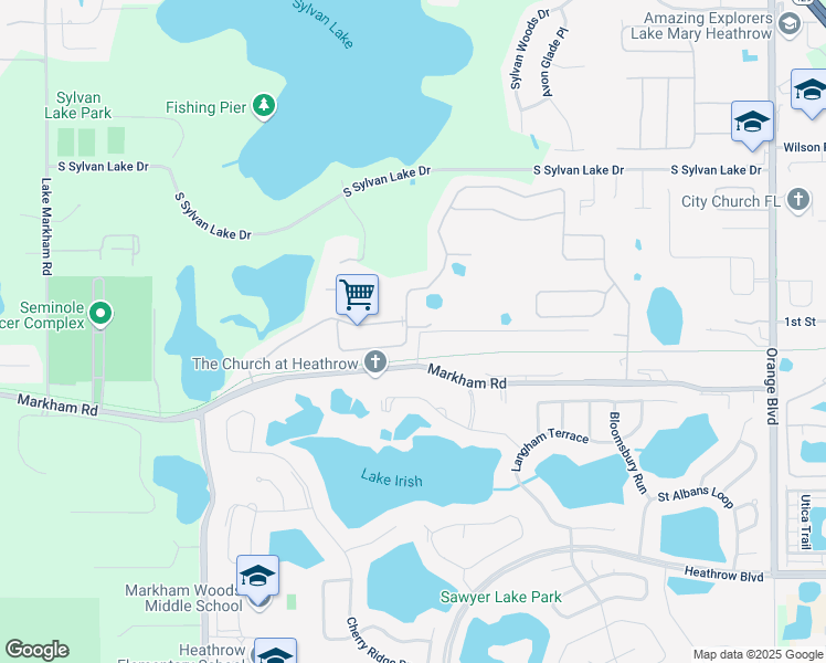 map of restaurants, bars, coffee shops, grocery stores, and more near 2403 North Umbria Drive in Sanford