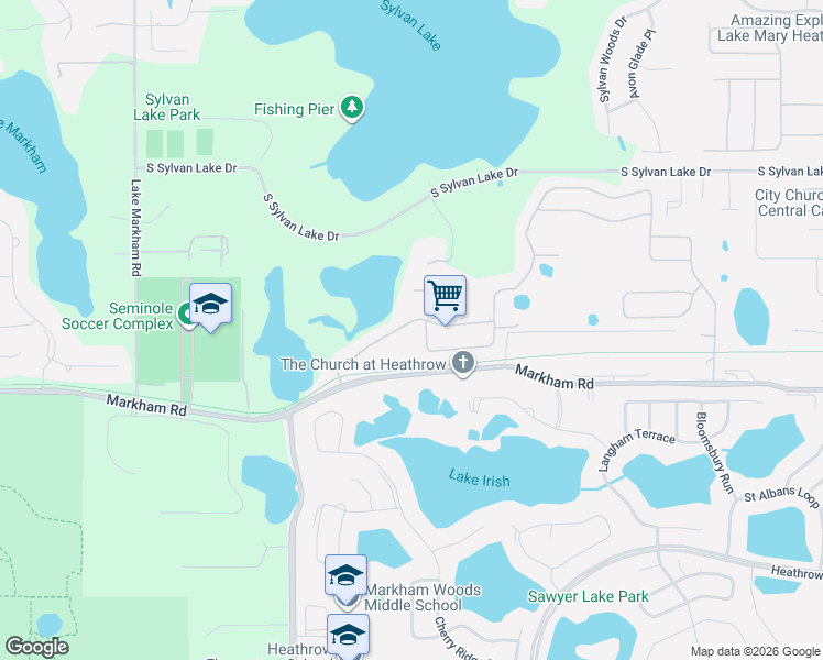 map of restaurants, bars, coffee shops, grocery stores, and more near 6155 Hedgesparrow Lane in Sanford