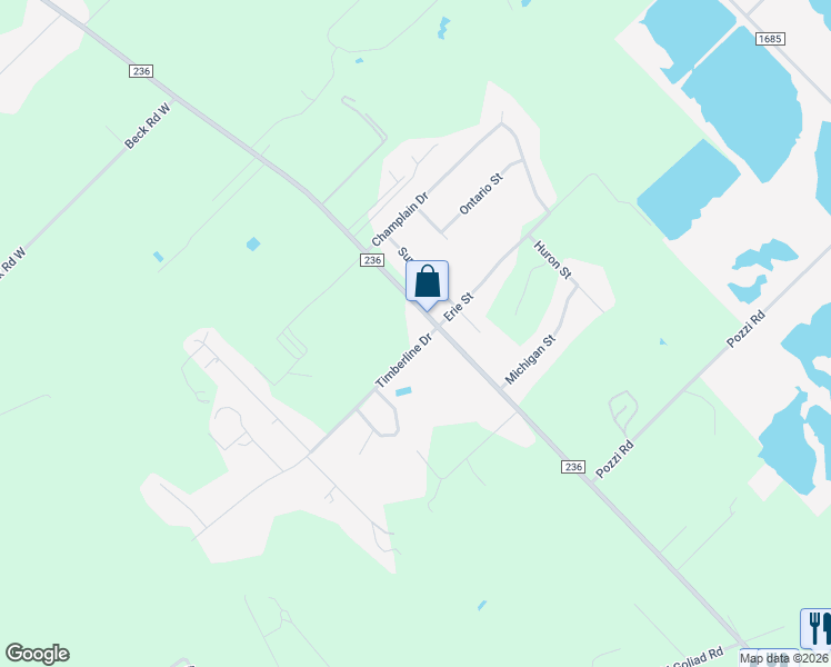 map of restaurants, bars, coffee shops, grocery stores, and more near 48 Timberline Drive in Victoria