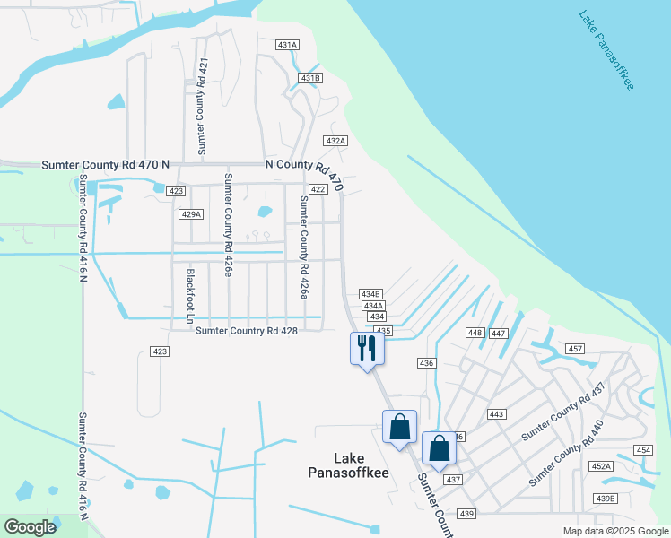 map of restaurants, bars, coffee shops, grocery stores, and more near 2686 County Road 470 in Lake Panasoffkee
