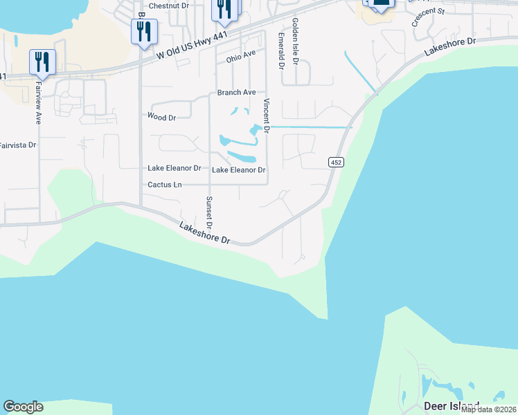 map of restaurants, bars, coffee shops, grocery stores, and more near 3898 Harbour Drive in Mount Dora