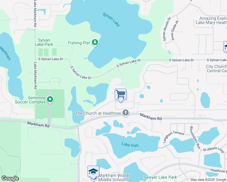 map of restaurants, bars, coffee shops, grocery stores, and more near 2661 Tweed Run in Sanford