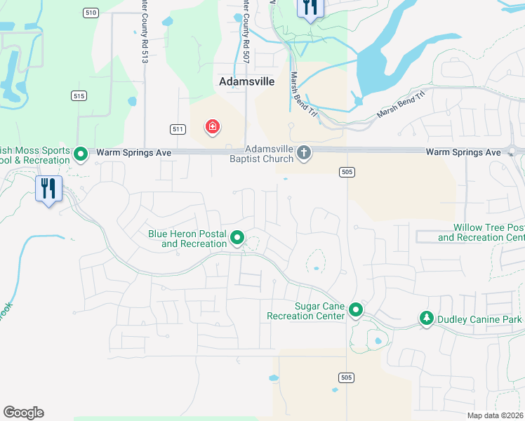 map of restaurants, bars, coffee shops, grocery stores, and more near 5611 Whitetail Avenue in The Villages