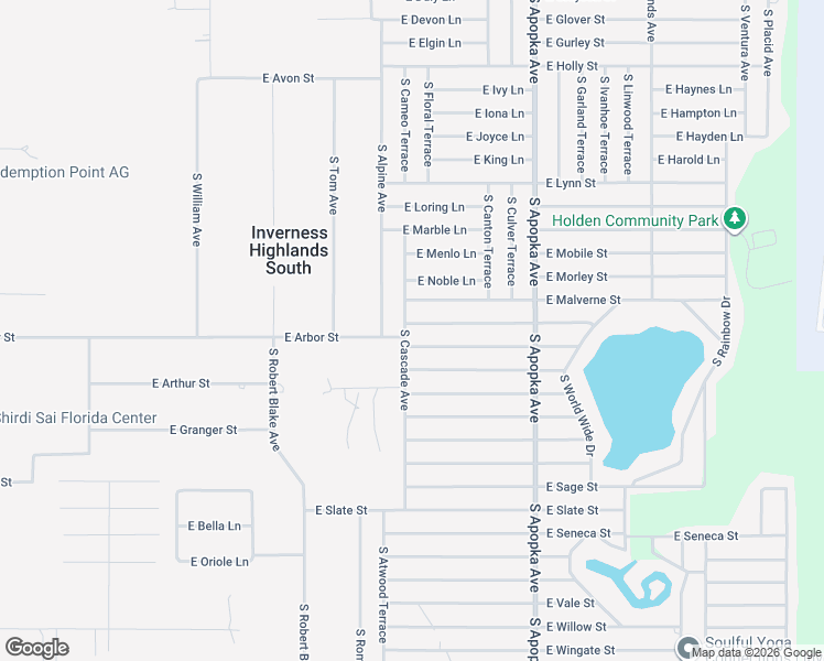 map of restaurants, bars, coffee shops, grocery stores, and more near 6000 East Oneida Street in Inverness
