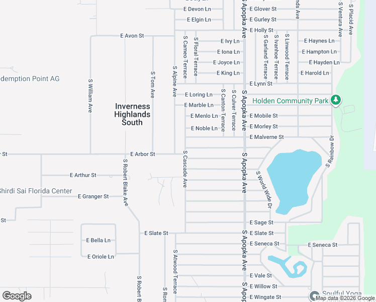 map of restaurants, bars, coffee shops, grocery stores, and more near 6000 East Oneida Street in Inverness